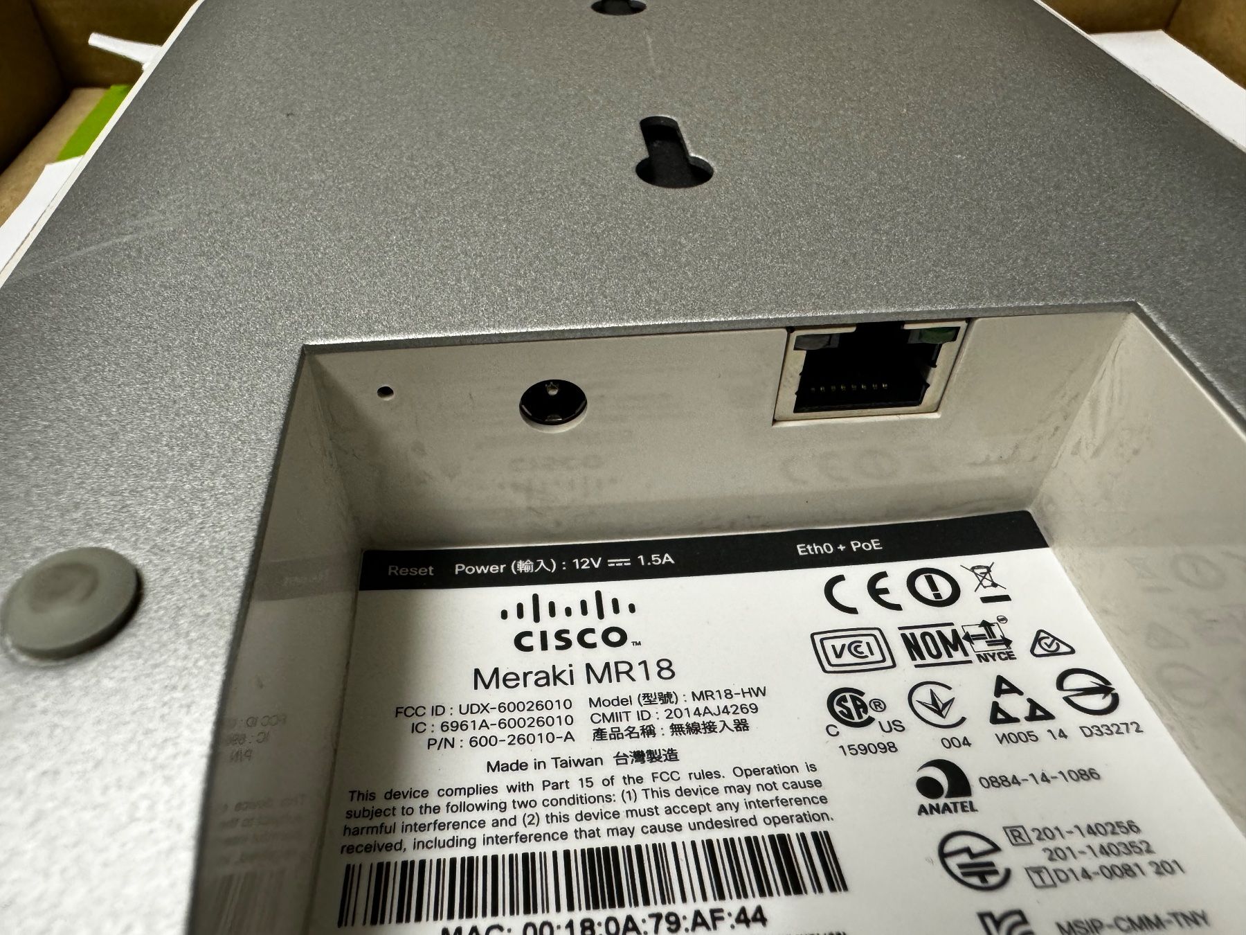 WiFi: Cisco Meraki AP WLAN MR18 – Usato da Reinach BL venduto da lanserver 2