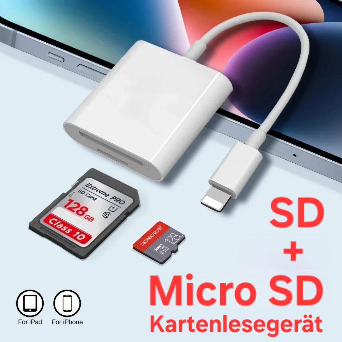 Unità & Adattatore: iPhone / iPad SD & MicroSD Kartenlesegerät Lightning – Nuovo e nell'imballaggio originale da Uster venduto da -FPS-