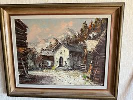 Belle peinture à l'huile sur toile signée