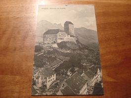 Sargans, Schloss mit Falknis, um 1919 gelaufen