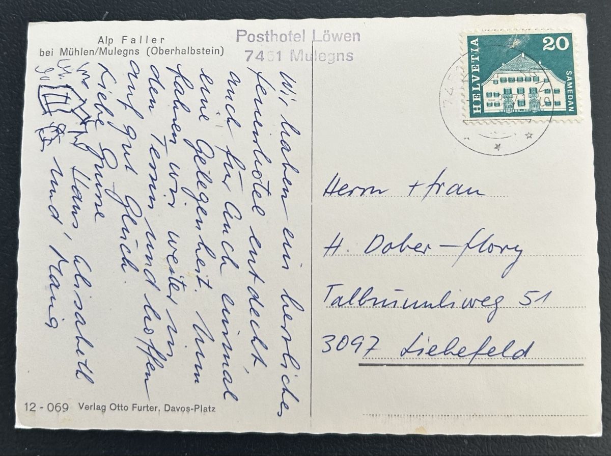 Cartoline postali: Alp Faller bei Mühlen – Usato da Horw venduto da Tellbub 1