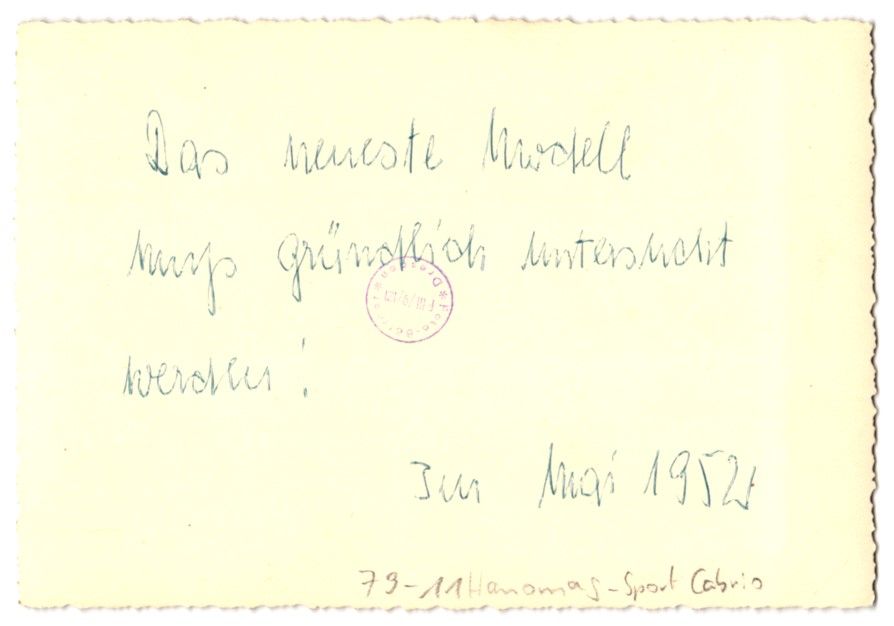 Fotografie & Manifesti: Fotografie Böttger, Dresden, Auto Hanom – Usato da Berlin venduto da bartko-reher 1
