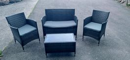 Rattan Lounge grau wenig gebraucht Garten Lounge Sitzgruppe
