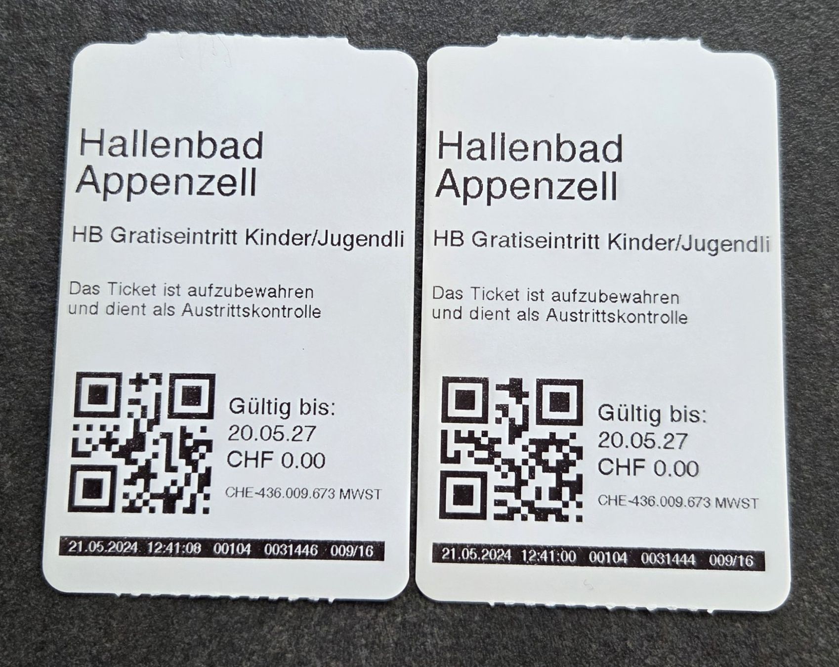 Tickets: Hallenbadeintritt Appenzell – Neu (gemäss Beschreibung) aus Oberegg von Roberto24