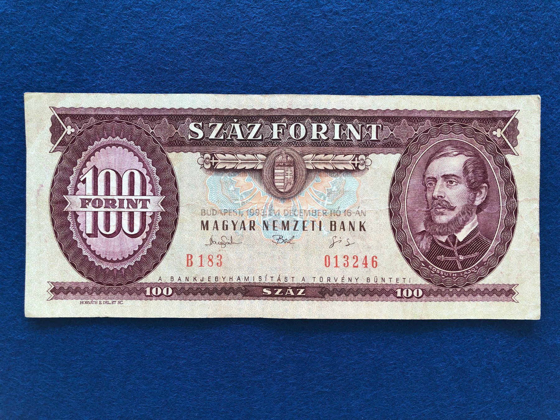 Banknoten: Budapest 1993 - Ungarn - 100 Forint – Gebraucht aus Pfäffikon SZ von Sieben77