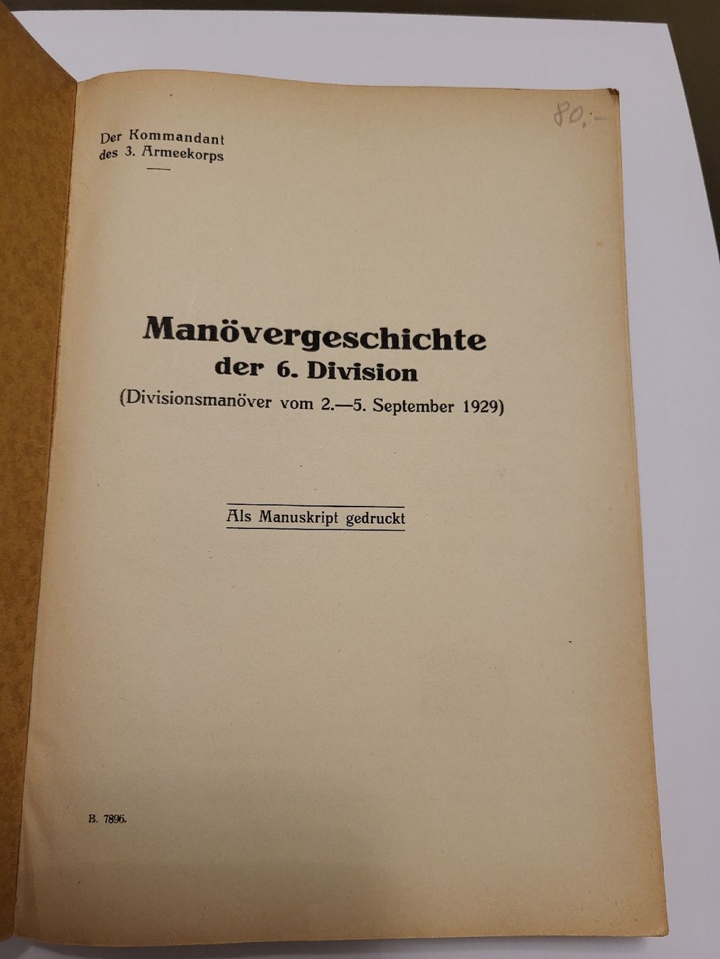 Livres: Manövergeschichte 6. Division, Manuskript von 1929 – D'occasion à nunningen par mic_88k2 1