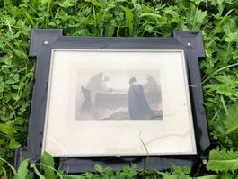 Antikes Trauer Bild, gerahmt,1850/1860