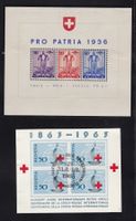 10 x CH Briefmarken Blocks ab 1936