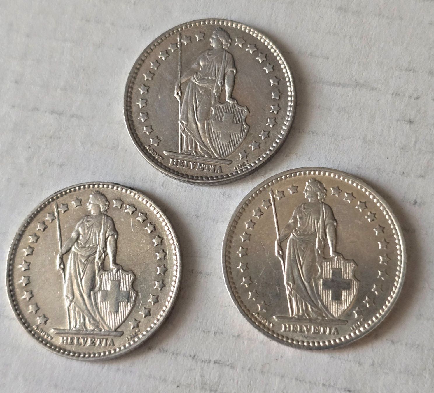 Alle Münzen: 3 Stk. 1 Franken Silber  1957/62/63 – Gebraucht aus Ennetbürgen von 50shafali53 1
