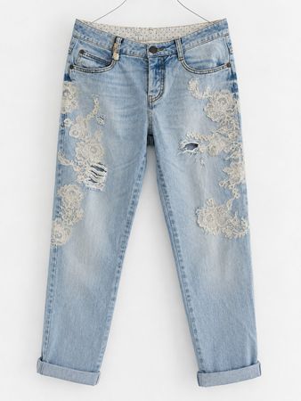 Jean luxe Ermanno Scervino dentelle brodée T38