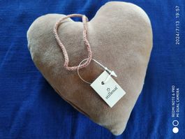 Kissen Herz STILLENAT altrosa Samt Deko zum Hängen ❤️ Neu