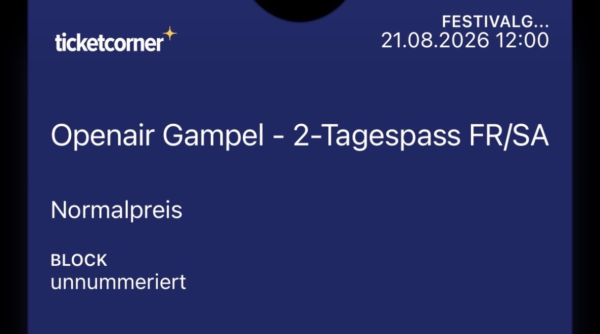 Biglietti: 2-Tagespass Gampel 2026 – Nuovo e nell'imballaggio originale da Kirchberg BE venduto da Leandro123456789