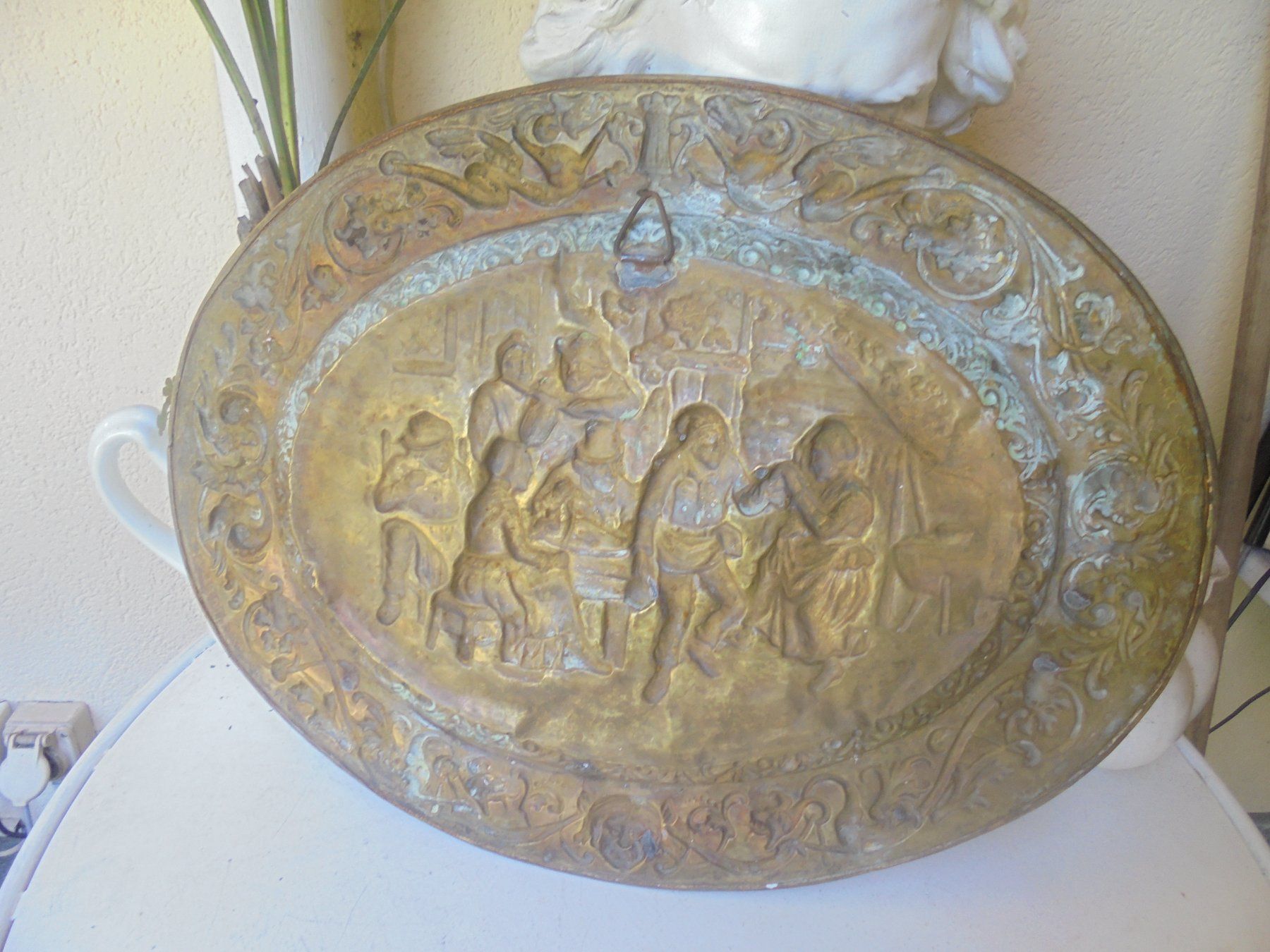 Teller: Antiker grosser Wandteller aus Messing von ca. 1940 – Gebraucht aus Camorino von Hunpete 5