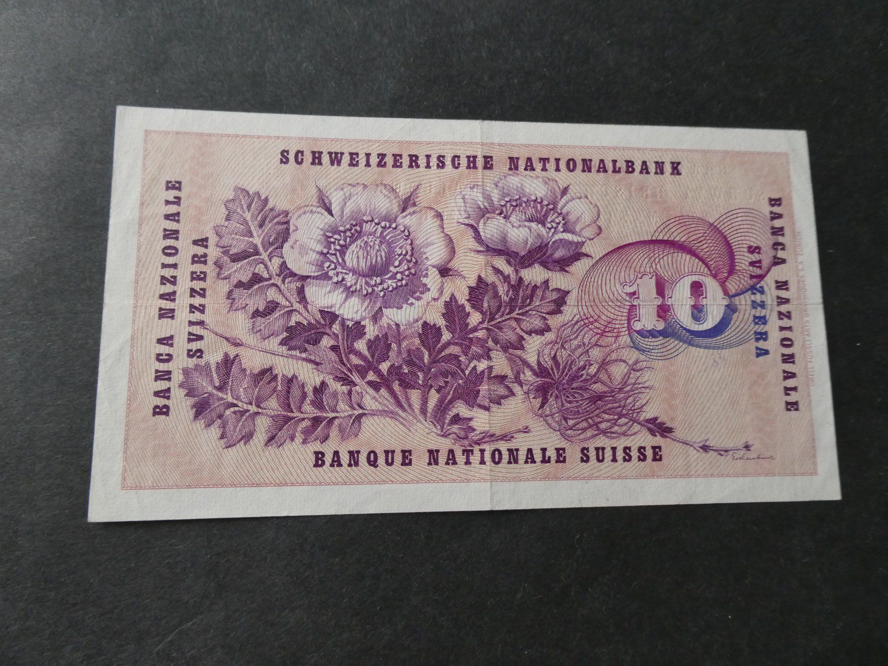 Banknoten: Schweiz 1959, 10 Franken – Gebraucht aus Hinterforst von Rohusri 1