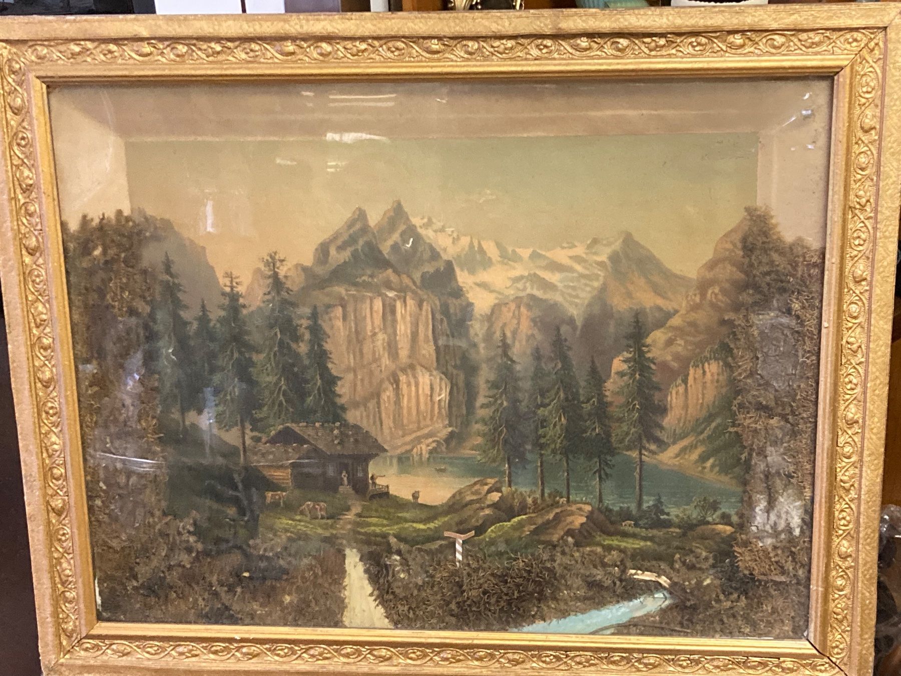 Dipinti: Antikes 3D Bild Collage Oeschinensee anonym – Usato da Bern venduto da Jwpm66