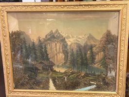 Antikes 3D Bild Collage Oeschinensee anonym