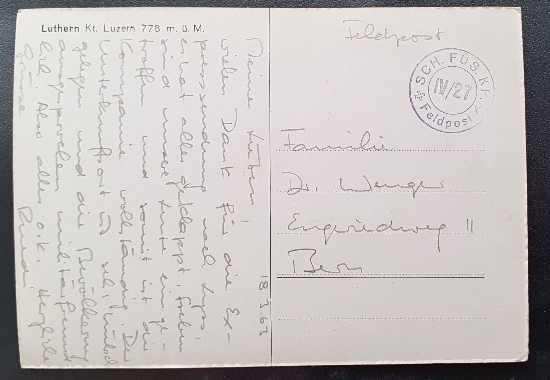 Cartoline postali: Luthern 1963 – Usato da Kreuzlingen venduto da Rschweiz1 1