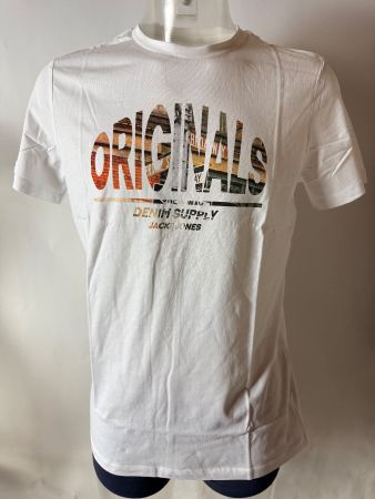 JACK & JONES, T-Shirt Kurzarm, Grösse M, Farbe Weiss