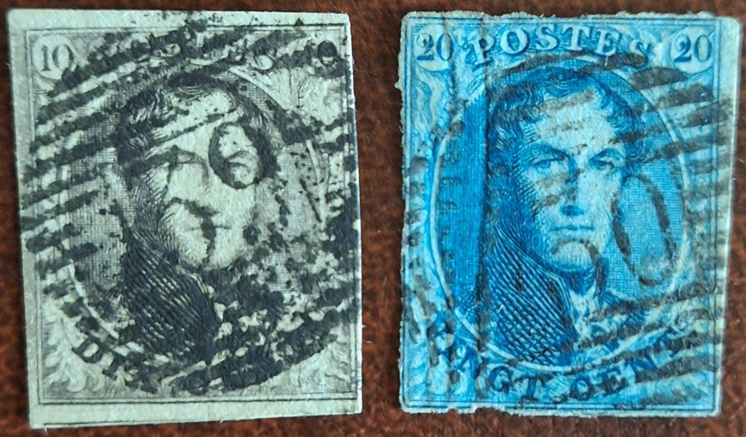 Tutti i francobolli: 2 timbres belges antiques Léopold I – Usato da Genève venduto da JLV01