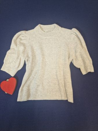 Pullover beige mit Perlen Gr M top Zustand