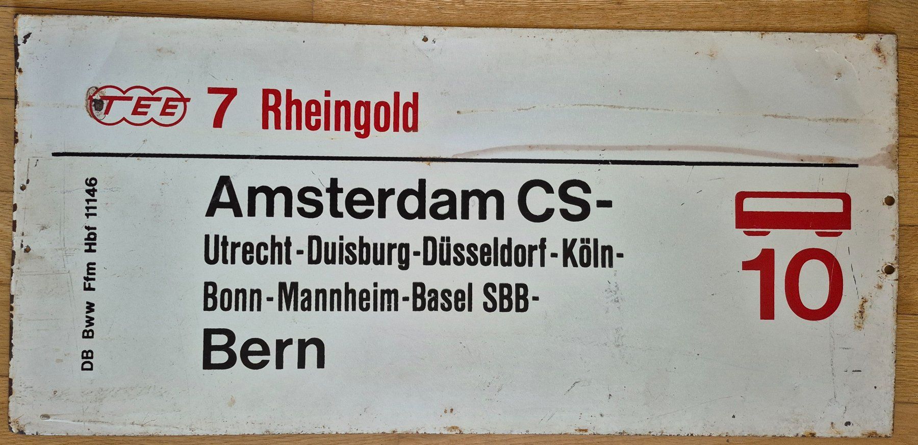 Insegne: Zuglaufschild TEE Rheingold – Usato da Bürglen TG venduto da Transeuronacht