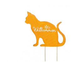 Metall Katze Rostoptik “Willkommen” 49.5cm