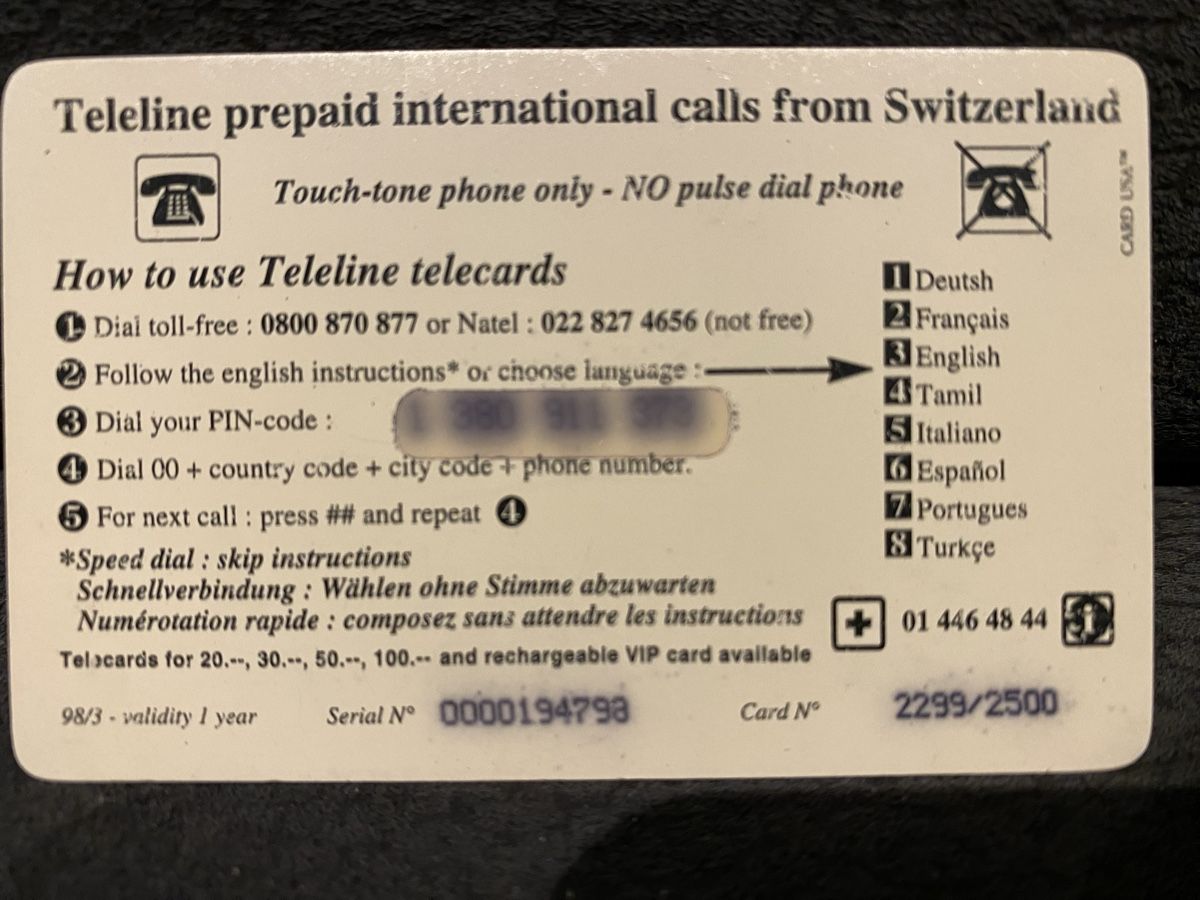 Schede telefoniche: Teleline – Usato da Lausanne venduto da babacard10 1