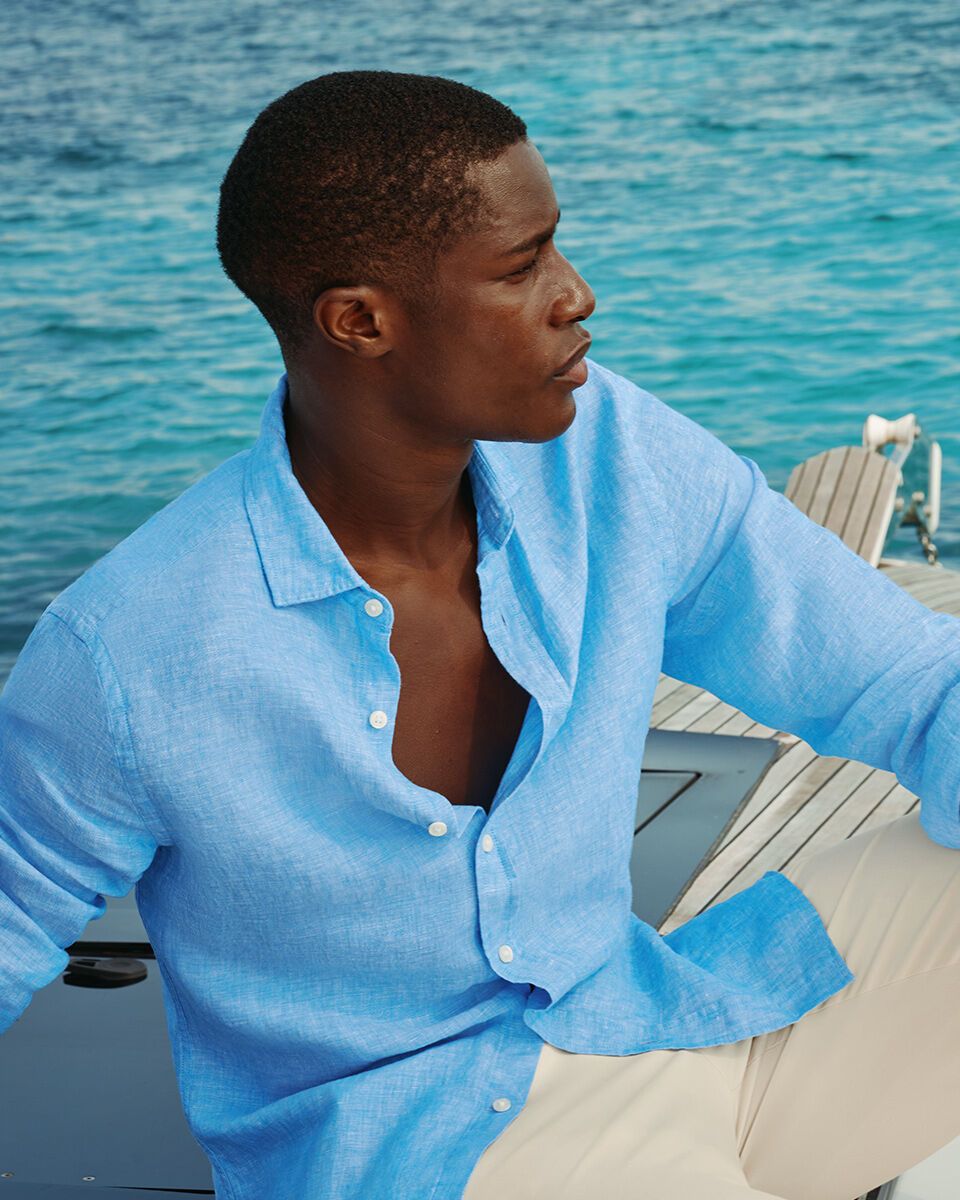 Charles Tyrwhitt Chemises: Pure Linen Hemd – Ocean Blue – Neuf avec emballage d'origine à Wittenbach par bes_k8vr