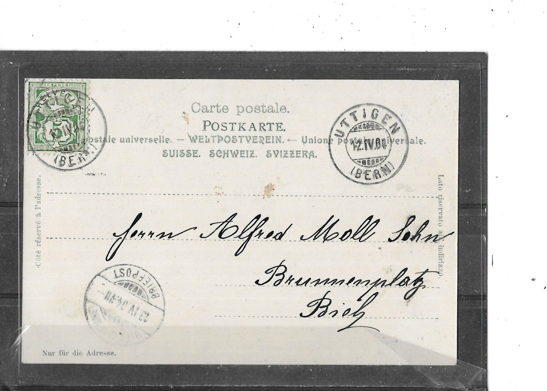 Cartoline postali: BE Gruss aus Uttigen 1904 – Usato da Schocherswil venduto da Wilare 1