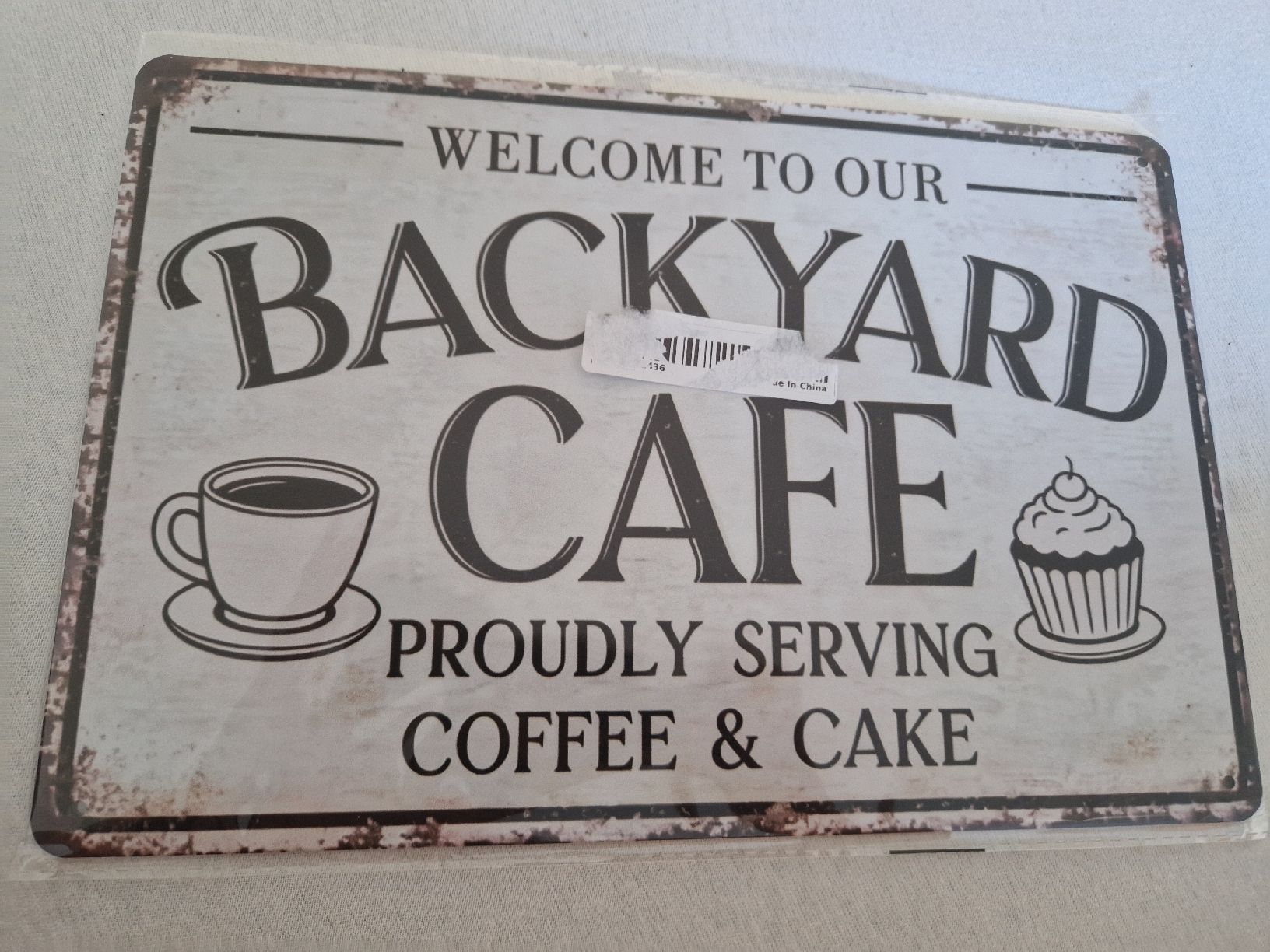 Insegne: Blechschild Backyard Cafe Deko Retro  – Nuovo e nell'imballaggio originale da Zürich venduto da ant_kk8r