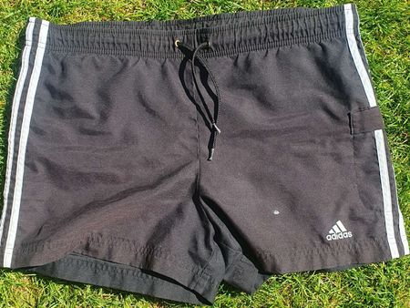 Adidas Shorts Black striped elastic waist drawstring Size M