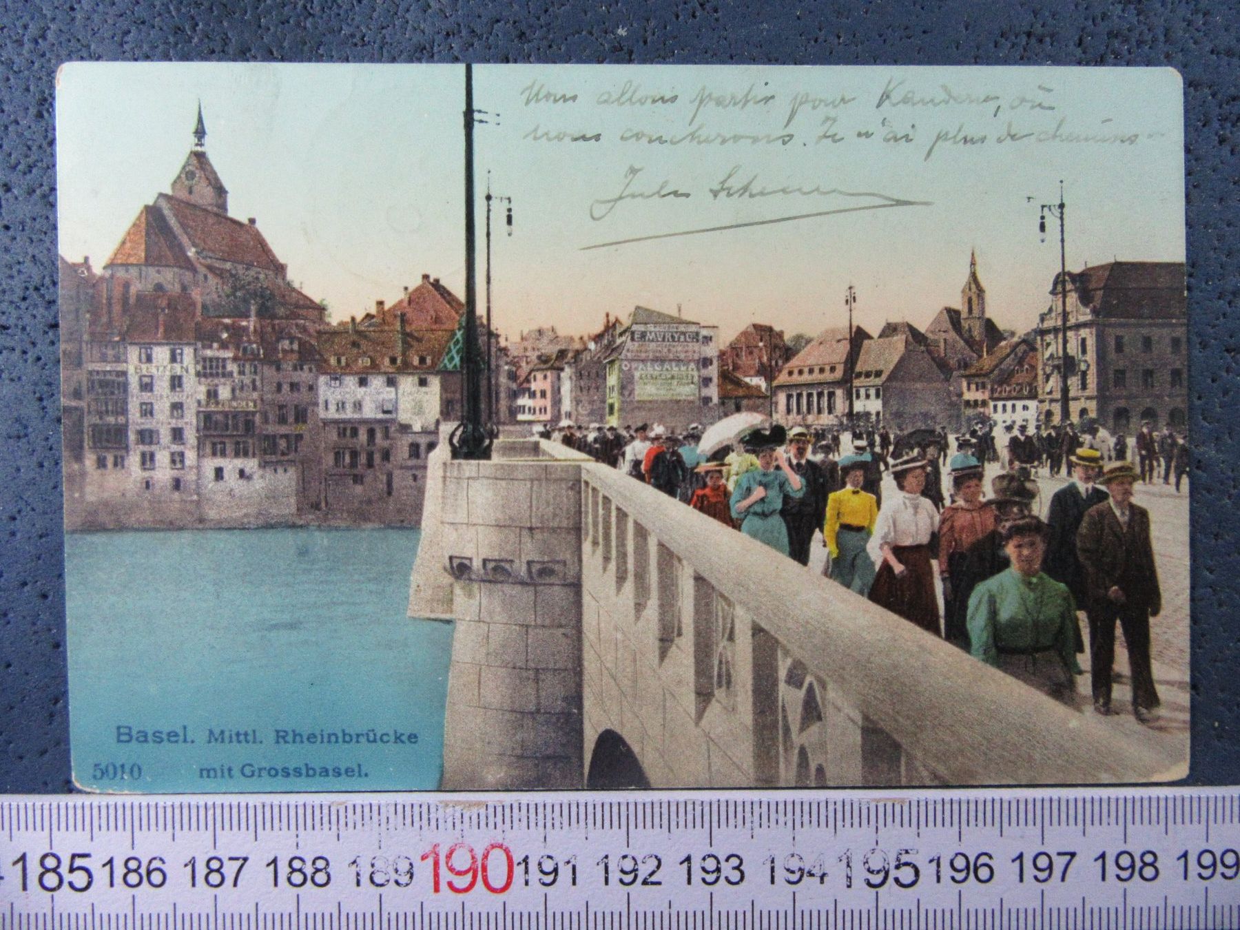 Cartoline postali: BASEL MITTLERE RHEINBRÜCKE MIT GROSSBASEL AK STARK BELEBT BS – Usato da Ettingen venduto da Hausi4711