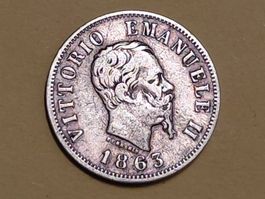Italien 50 Centesimi "Vittorio Emanuele II" 1863 M BN Silber