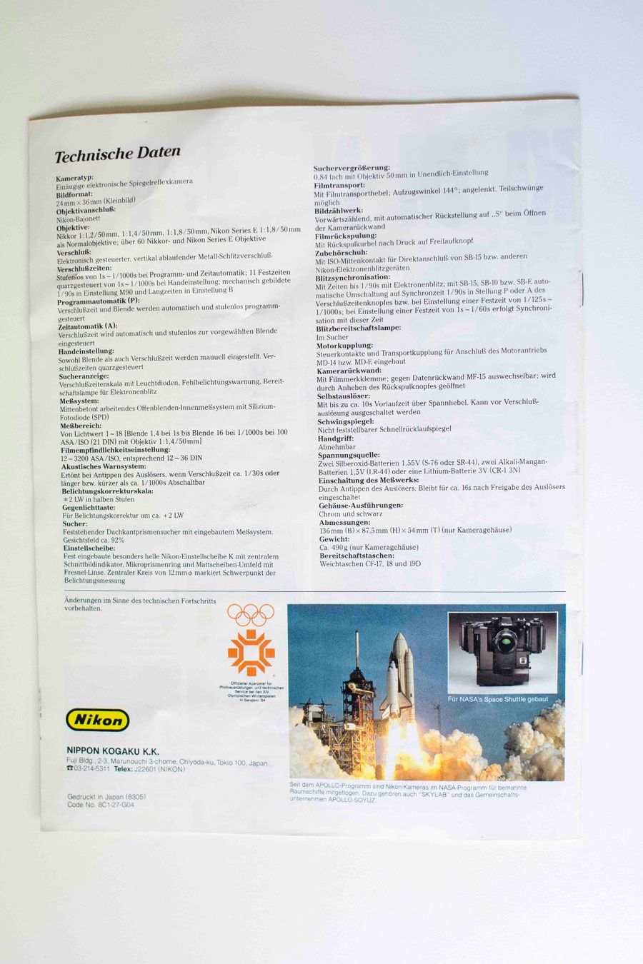 Nikon Dokumente: Prospekt Nikon FG – Gebraucht aus Schwerzenbach von floridan 3