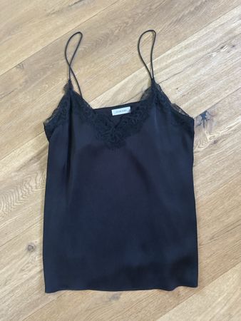 Top en satin de soie Anine Bing dentelle noir taille S