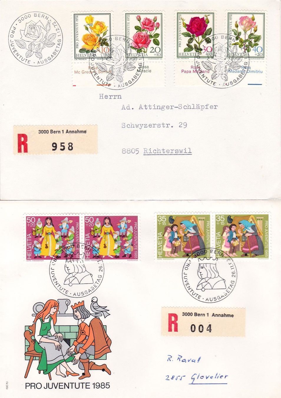 Tutti i francobolli: 9 FDC, Pro Juventute/Pro Patria/Sonder- – Usato da Wenslingen venduto da riger11
