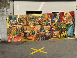 Wandbild handgemalt Scene Western Saloon