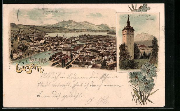 Cartes postales: Litho Luzern, Teilansicht vom Gütsch, M – D'occasion à Berlin par bartko-reher