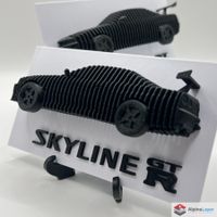 Layered Skyline R34 3D Printed Sculpture Black Wheels