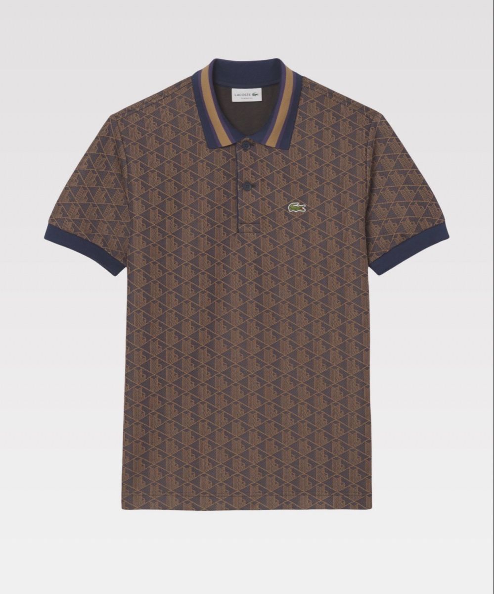 Lacoste Magliette Polo: Lacoste Polo Monogramme Marron – Nuovo e nell'imballaggio originale da Biel/Bienne venduto da Akwawini