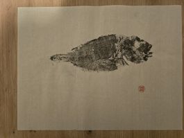 Original Tinte Fisch Gemälde Asiatische Kunst Gyotaku