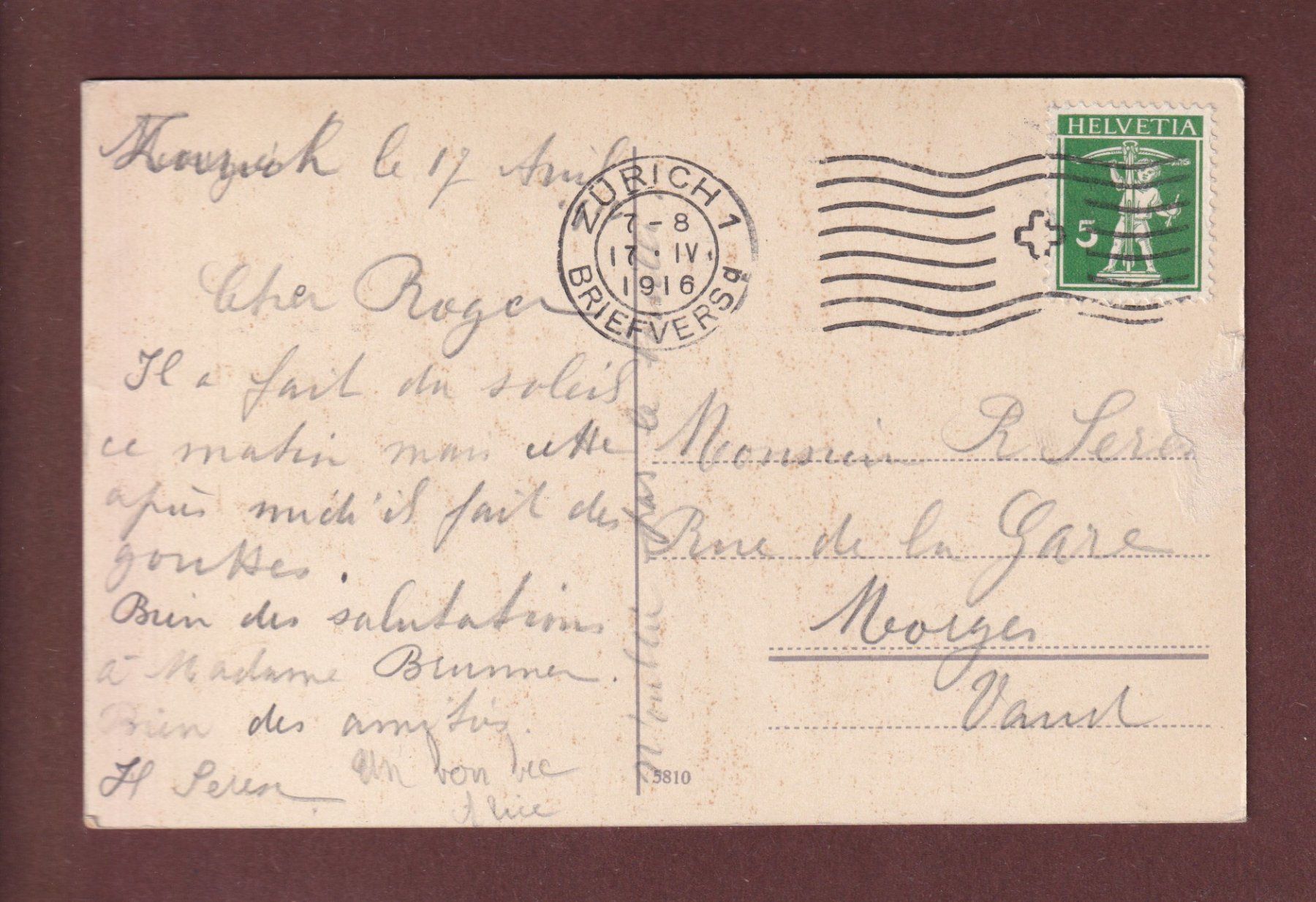 Cartoline postali: ZÜRICH - Teilansicht - 1916 – Usato da Pully venduto da nicecards-shop 1