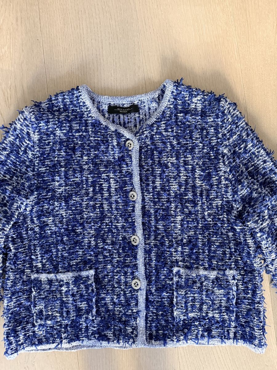 Max Mara Jacken: Weekend Max Mara Blue Bouclé Cardigan Jacket – Neu (gemäss Beschreibung) aus Lugano von fer_ckb9 7