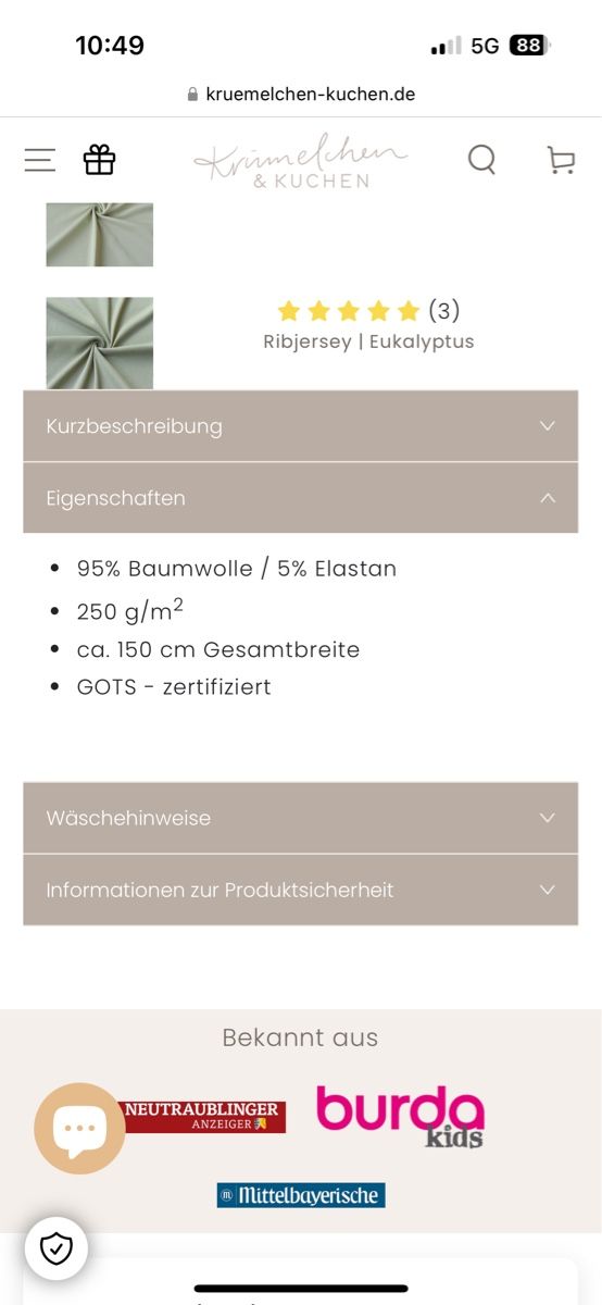 Tessuti: French Terry Baumwolle Stoff – Nuovo (secondo la descrizione) da Olten venduto da hoe_g8v5 3