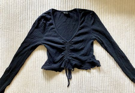 Shein Boho Top Pullover Sweatshirt Oberteil Schwarz XS 34