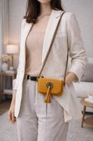 SAC BANDOULIÈRE JAUNE À FRANGES