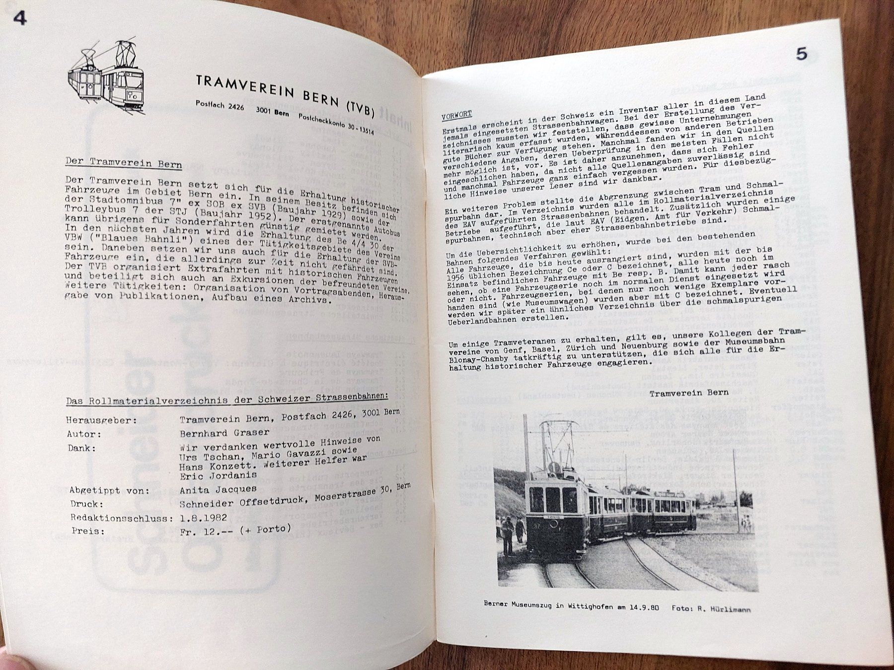 Riviste & Magazine: Rollmaterialverzeichnis der Schweizer Trams - 1982 – Usato da Schönenwerd venduto da Steidi 1