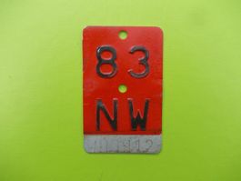 Velonummer / Fahrradnummer NW 83