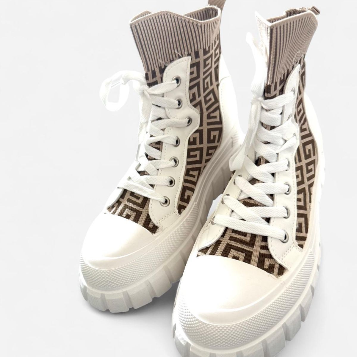Scarpe da donna: Chunky Cream Brown Sneakers Boots – Nuovo e nell'imballaggio originale da Basel venduto da 1moonstar 2