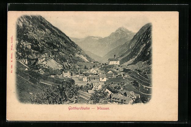 Cartoline postali: Wassen, Gesamtansicht mit Kirche und Eis – Usato da Berlin venduto da bartko-reher